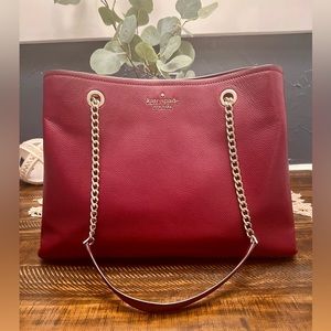 100% Leather Authentic Kate Spade New York Jordyn Large Chain Handle Tote